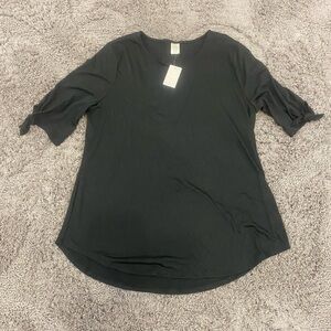 west loop Black Scoop Neck Tunic with Sleeve Ties
